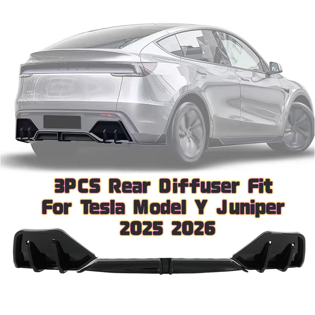 Rear Diffuser Lip & Side Molding Guards for Tesla Model Y Juniper 2025-2026 - view 5