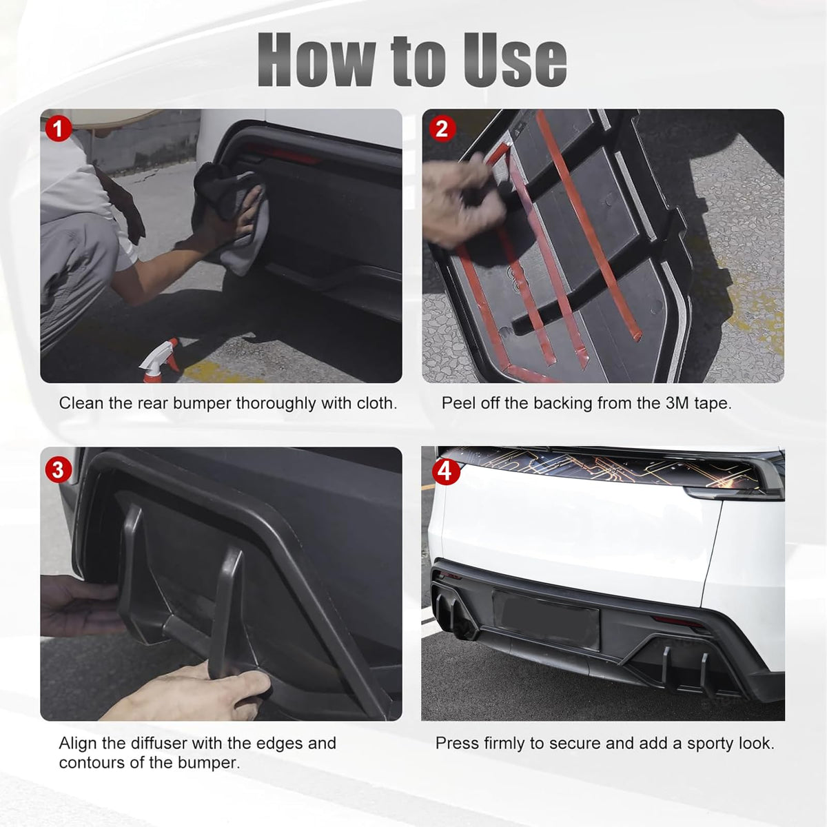 Rear Diffuser Lip & Side Molding Guards for Tesla Model Y Juniper 2025-2026 - view 14